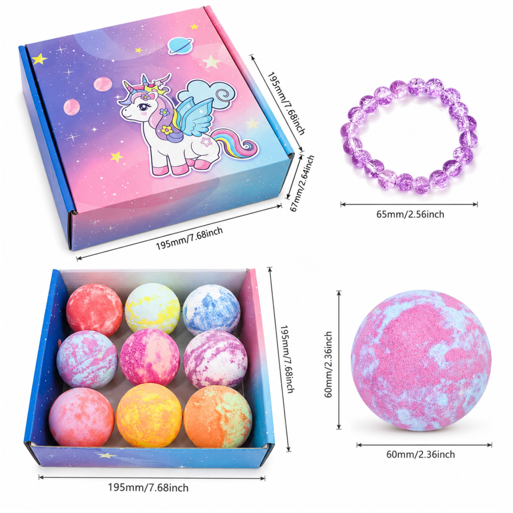 Unicorn Bath Bomb Gift Set