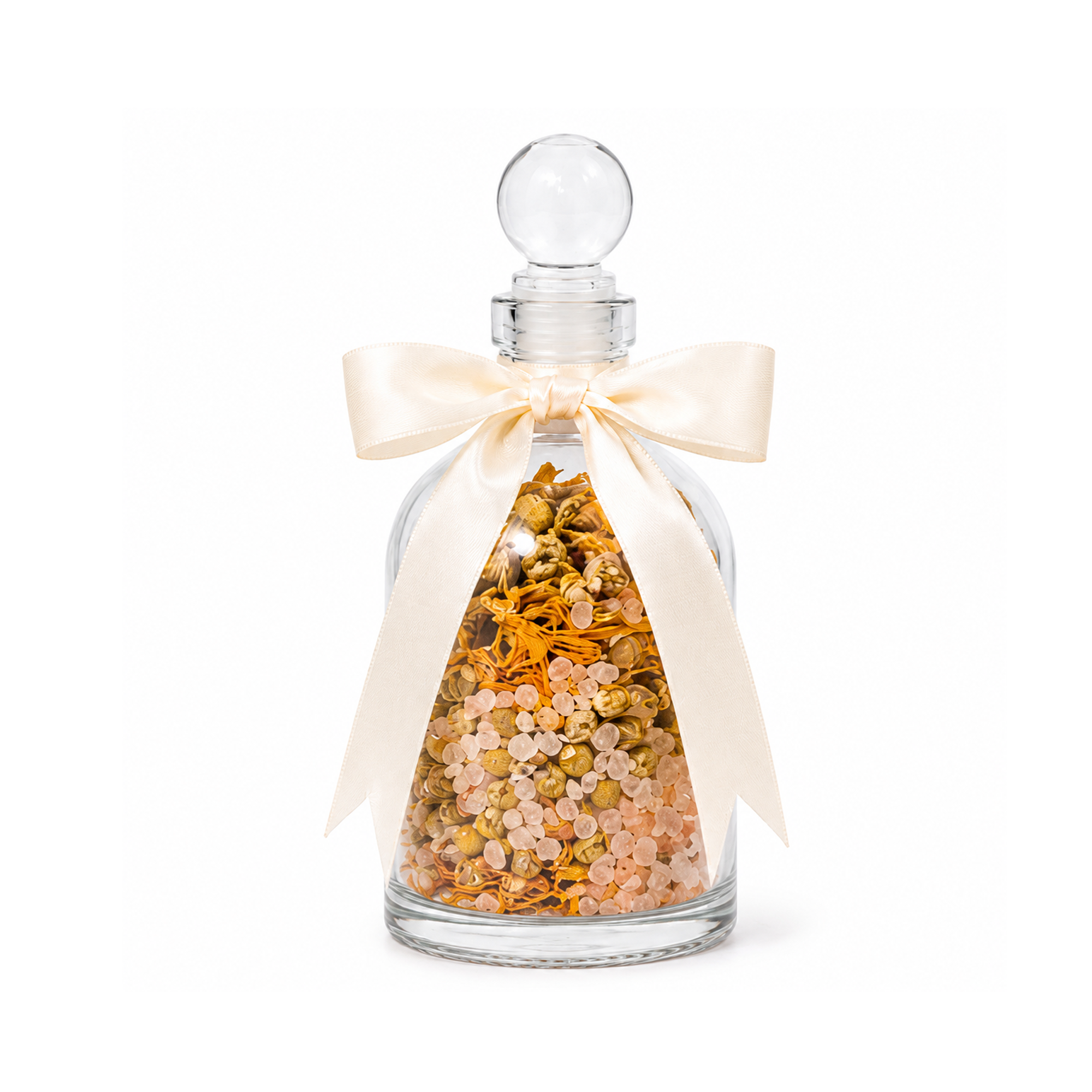 Chamomile Amber Vodka Glass Bath Salt Bottle
