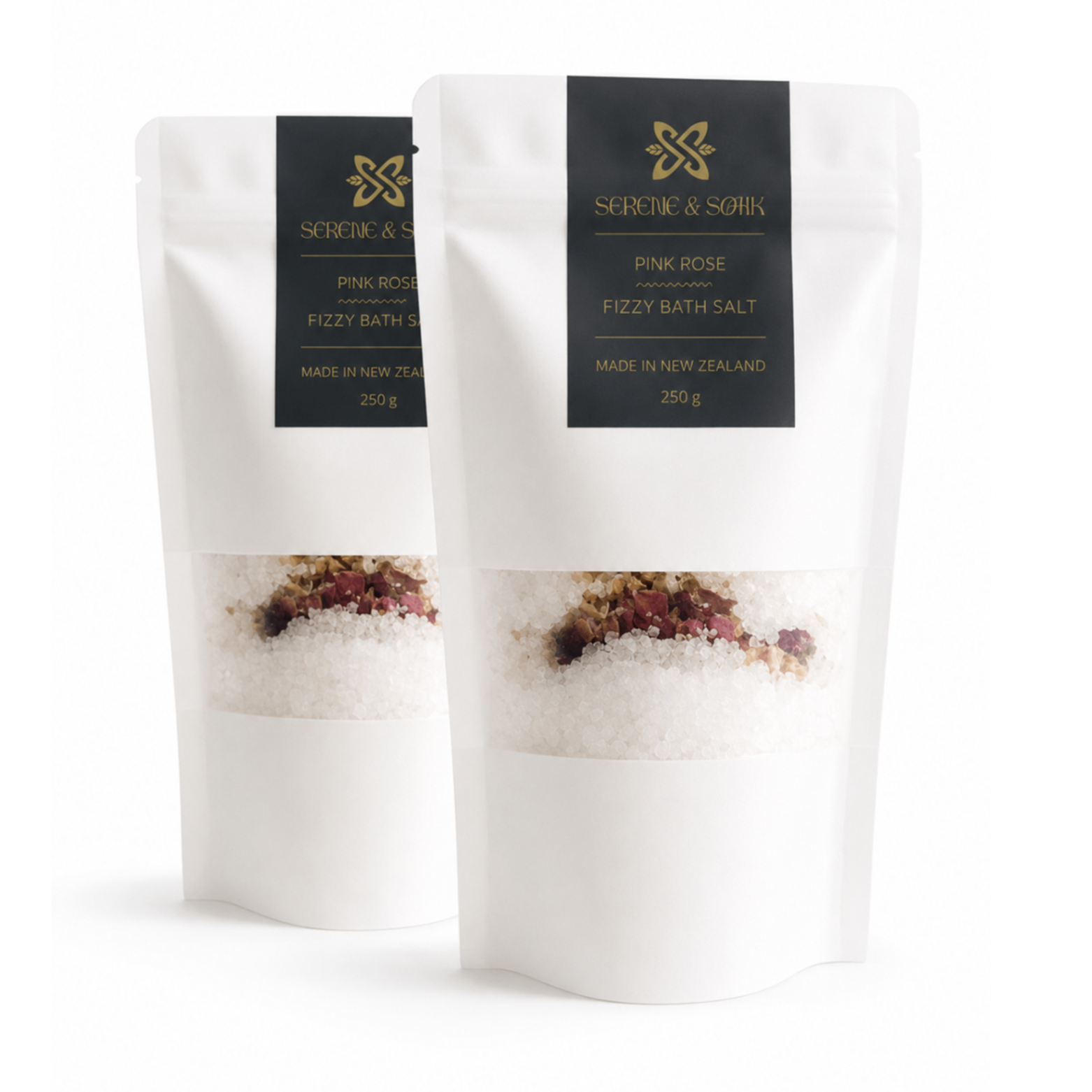 Pink Rose Fizzy Bath Salt Pouch Set