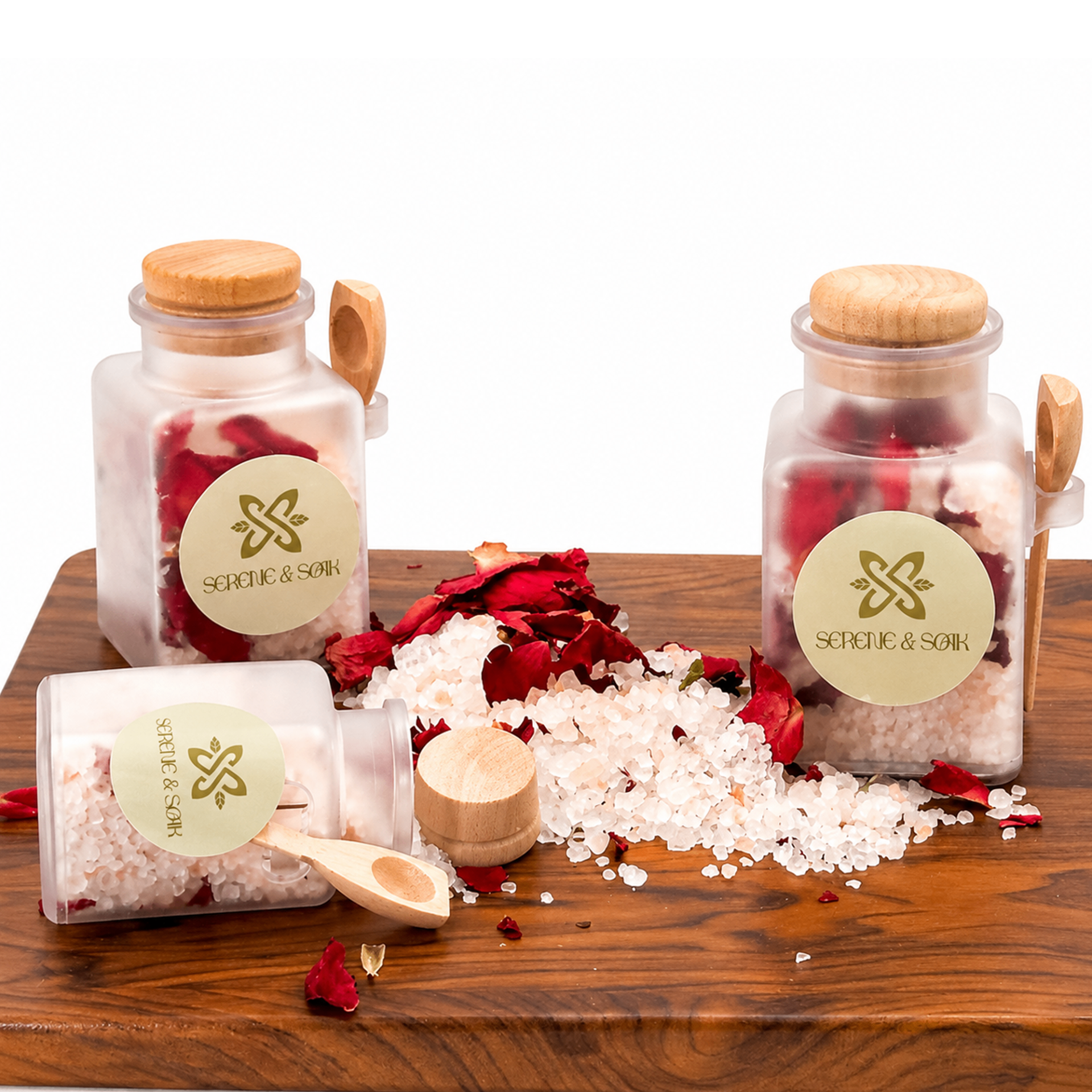 Rose Display PP Bottle Bath Salt Set