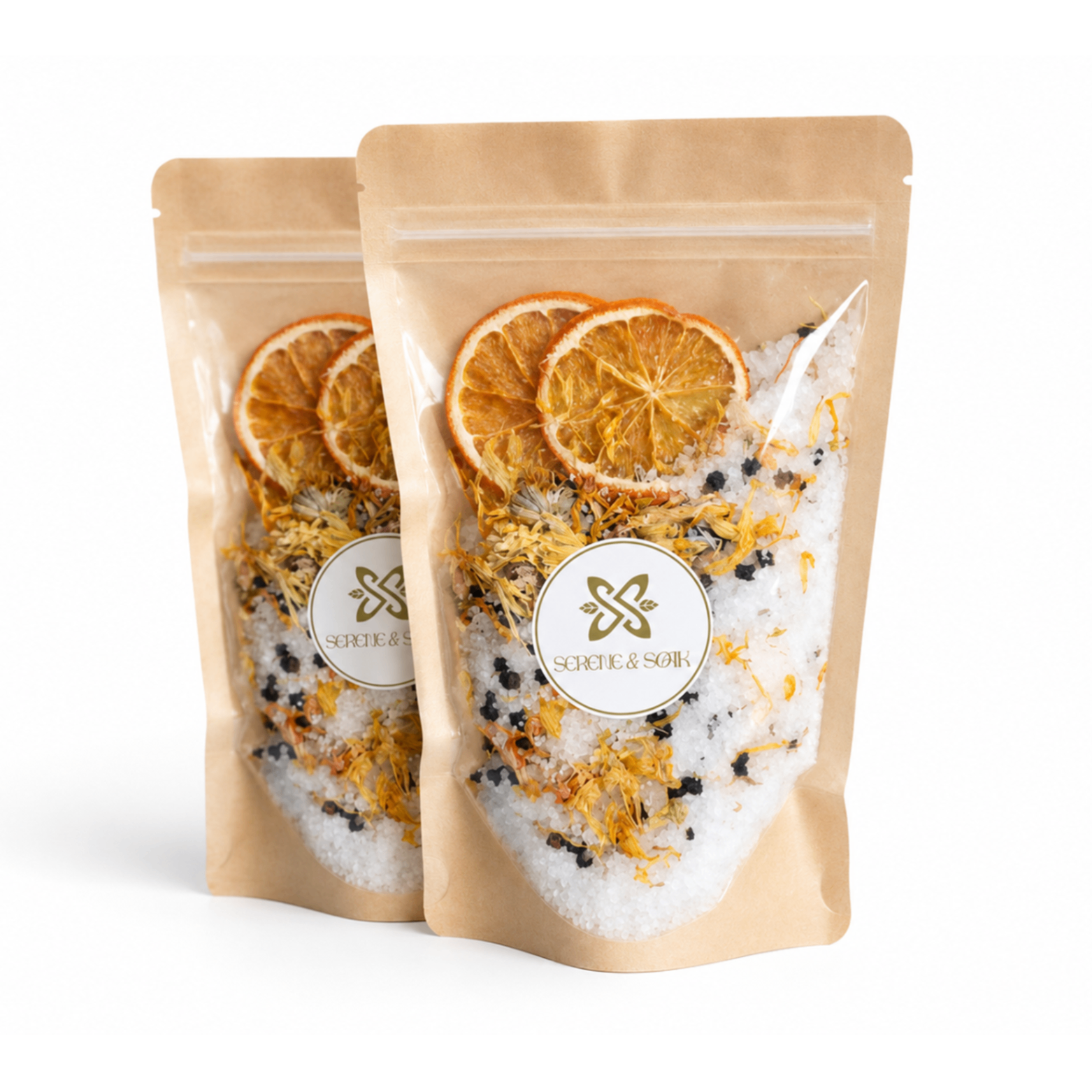 Citrus Kraft Bath Salt Pouch Set