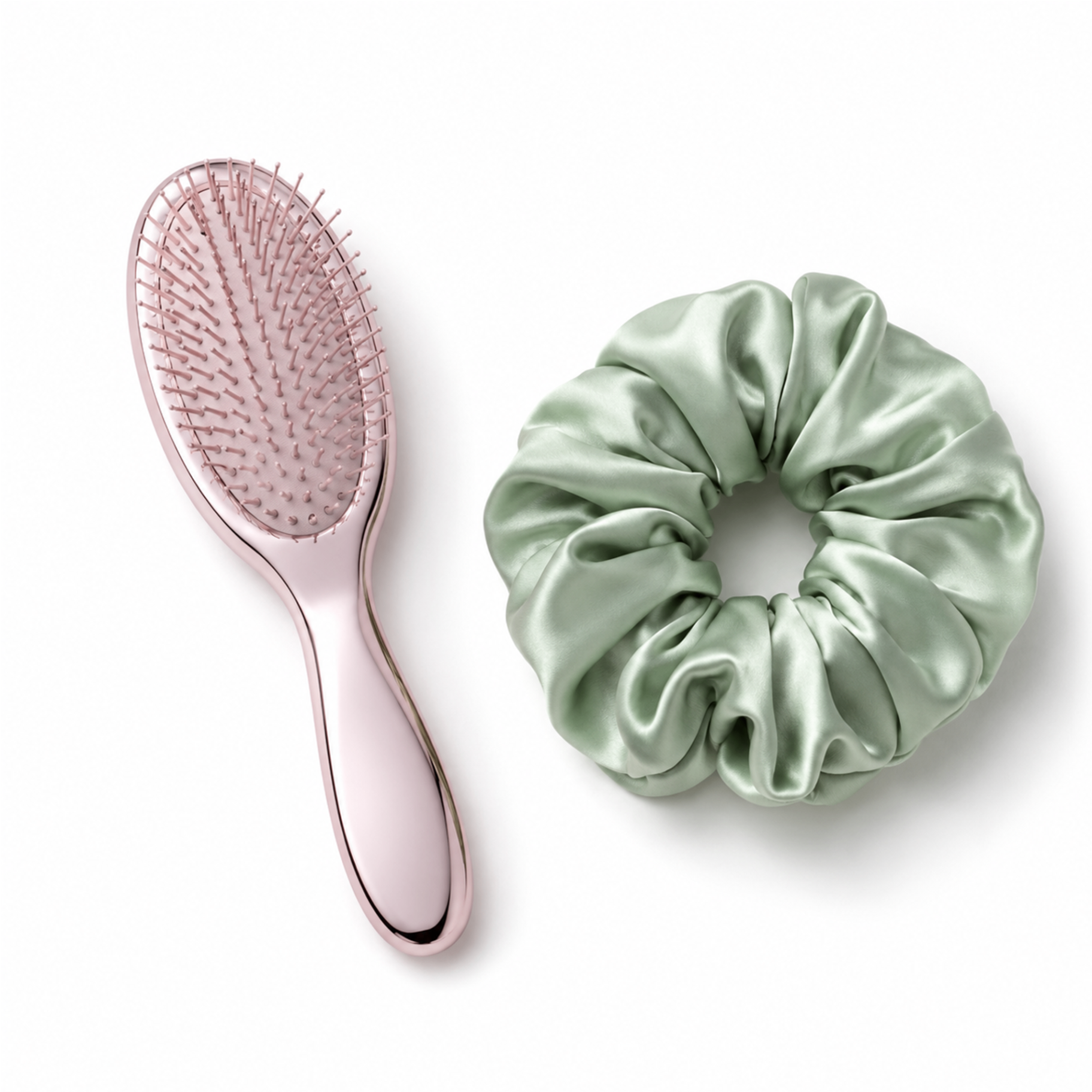 Hair Brush & Silk Scrunchie Set
