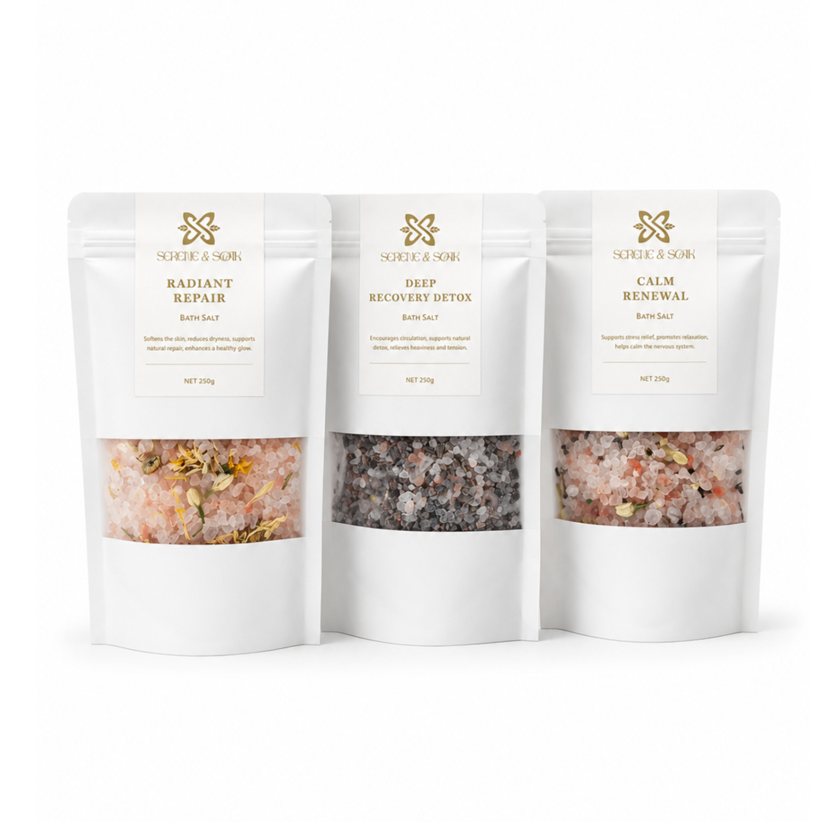 White Window Bath Salt Pouch Trio